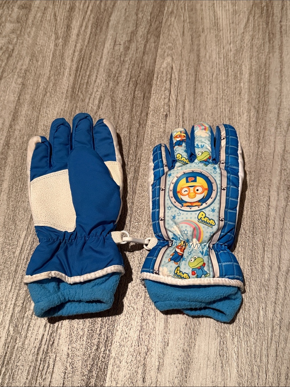 Pororo Blue Kids Winter Gloves with Cartoon Design
